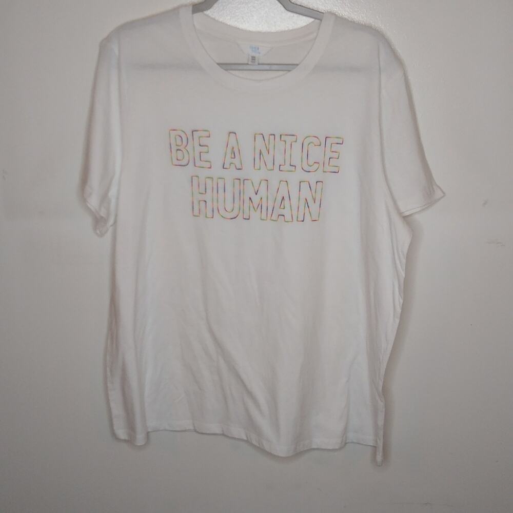 Time and Tru be a nice human being women's size 2X t-shirt.